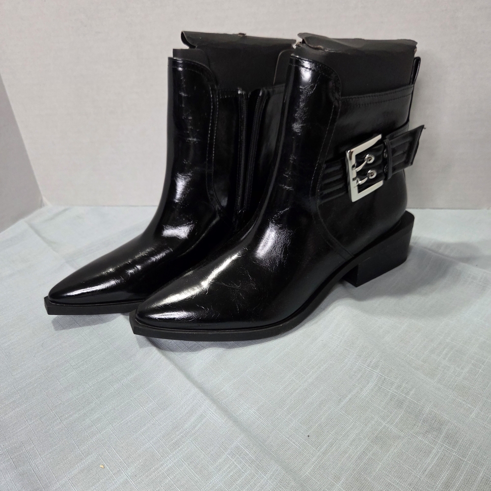 Wild Fable Giovanna Black Ankle Boots with Buckle Detail Size 10